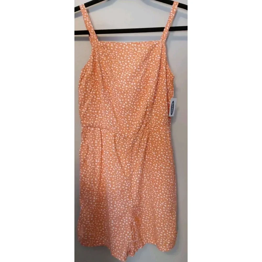Old Navy Pink Ditsy White Floral  Sleeveless Cami Romper Shorts Size‎ Xsmall